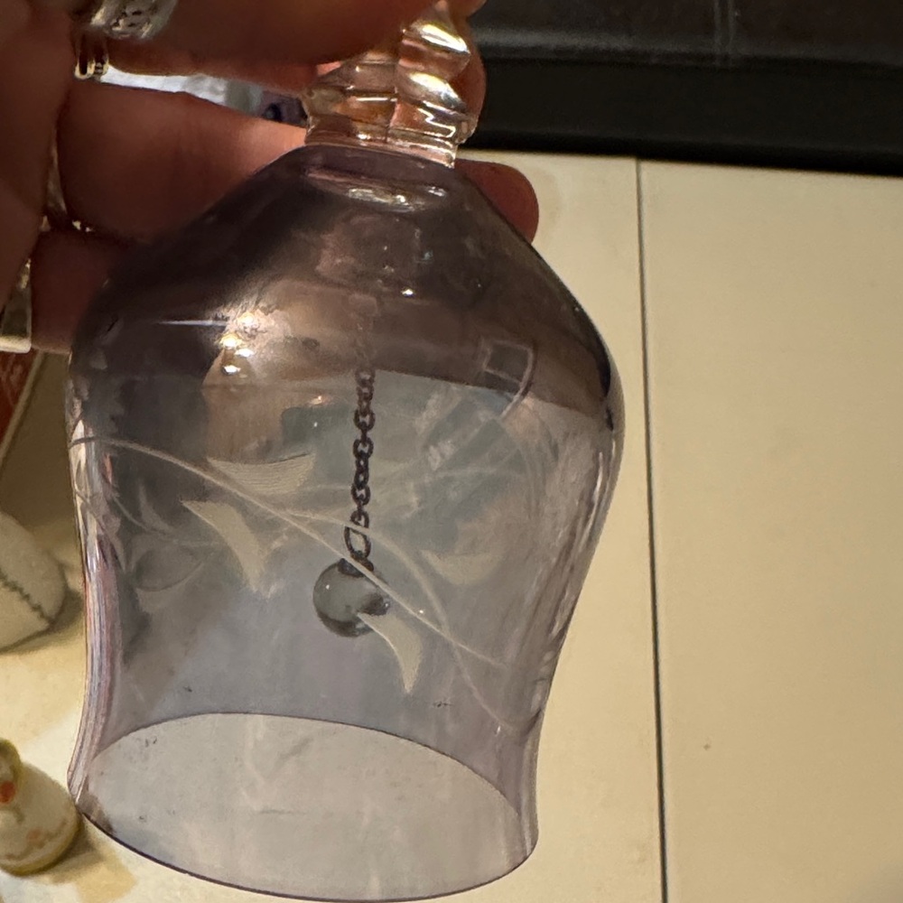 Elegant Etched Glass Bell Bluish Purple Bell - Picture 4 of 6